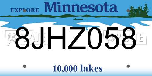 8JHZ058 Minnesota License Plate
