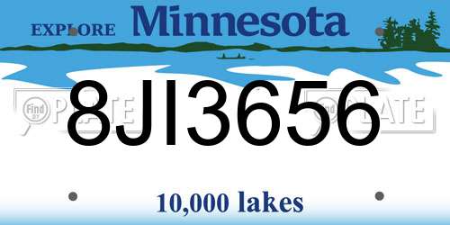 8JI3656 Minnesota License Plate