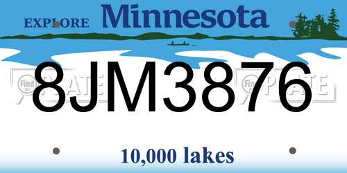 8JM3876 Minnesota License Plate
