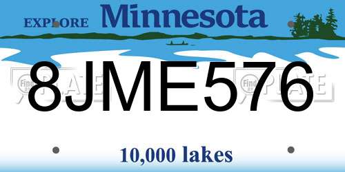 8JME576 Minnesota License Plate