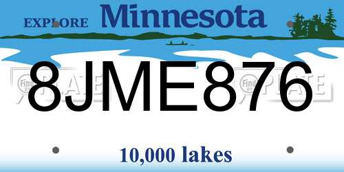 8JME876 Minnesota License Plate
