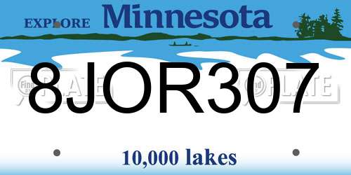 8JOR307 Minnesota License Plate