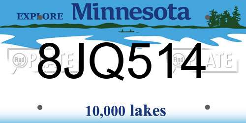 8JQ514 Minnesota License Plate