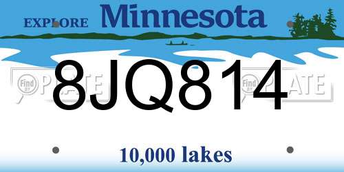 8JQ814 Minnesota License Plate