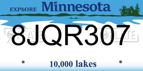 8JQR307 Minnesota License Plate
