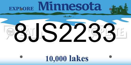 8JS2233 Minnesota License Plate