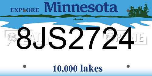8JS2724 Minnesota License Plate