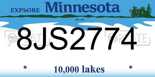 8JS2774 Minnesota License Plate