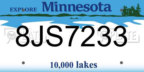 8JS7233 Minnesota License Plate