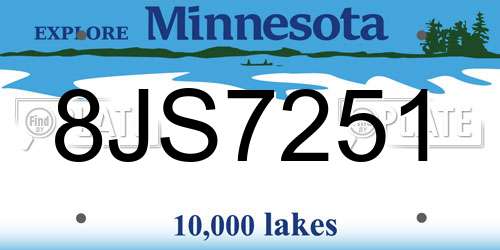 8JS7251 Minnesota License Plate
