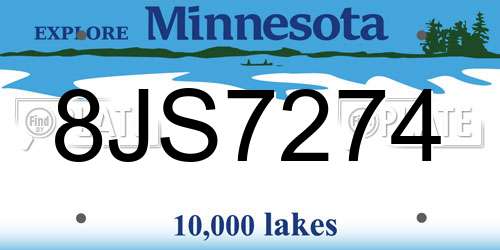 8JS7274 Minnesota License Plate