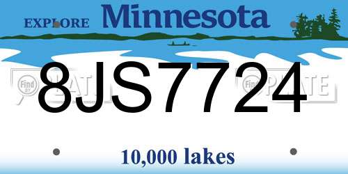 8JS7724 Minnesota License Plate