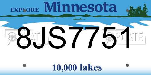 8JS7751 Minnesota License Plate