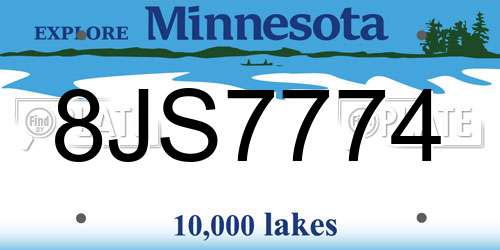 8JS7774 Minnesota License Plate