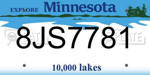 8JS7781 Minnesota License Plate