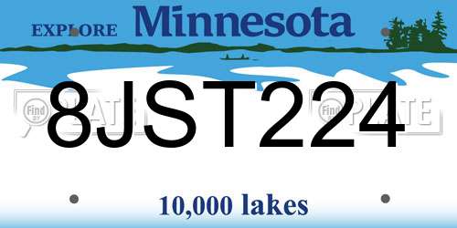 8JST224 Minnesota License Plate