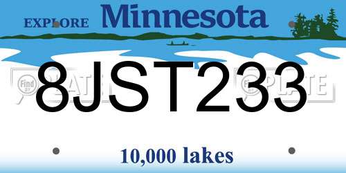 8JST233 Minnesota License Plate