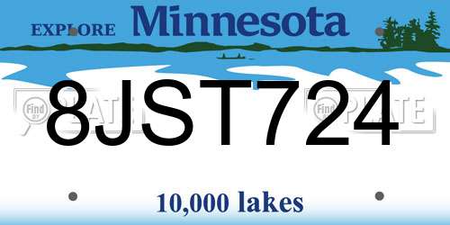 8JST724 Minnesota License Plate