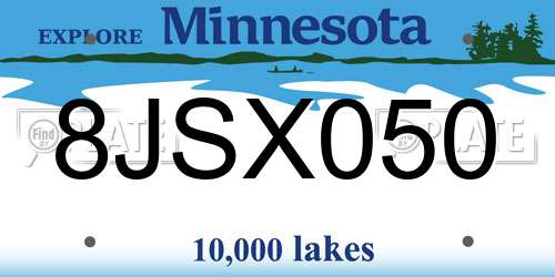 8JSX050 Minnesota License Plate