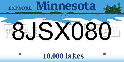 8JSX080 Minnesota License Plate