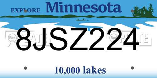 8JSZ224 Minnesota License Plate