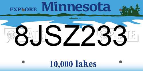 8JSZ233 Minnesota License Plate