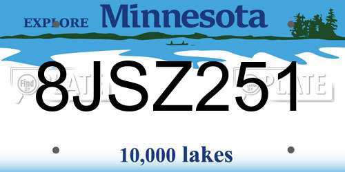 8JSZ251 Minnesota License Plate