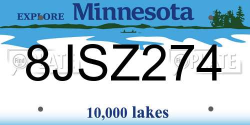 8JSZ274 Minnesota License Plate