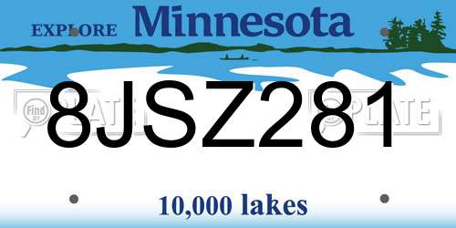 8JSZ281 Minnesota License Plate