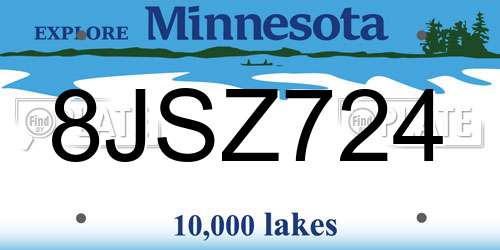 8JSZ724 Minnesota License Plate