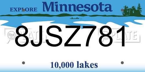8JSZ781 Minnesota License Plate