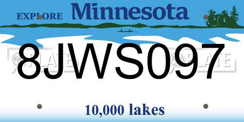 8JWS097 Minnesota License Plate
