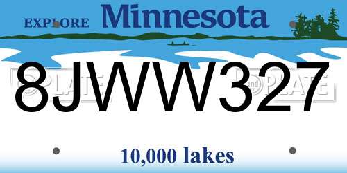 8JWW327 Minnesota License Plate