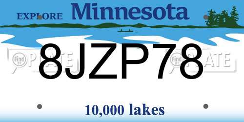 8JZP78 Minnesota License Plate