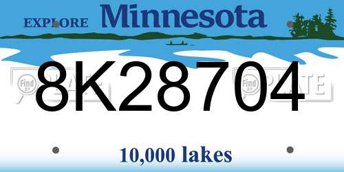 8K28704 Minnesota License Plate