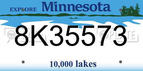 8K35573 Minnesota License Plate