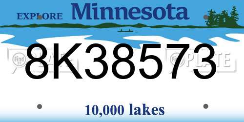 8K38573 Minnesota License Plate