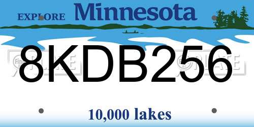 8KDB256 Minnesota License Plate