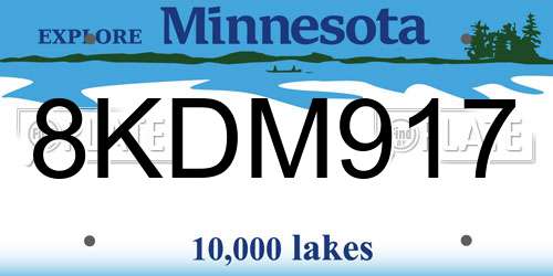 8KDM917 Minnesota License Plate