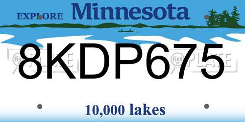 8KDP675 Minnesota License Plate