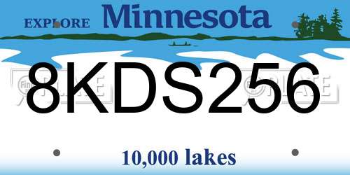 8KDS256 Minnesota License Plate