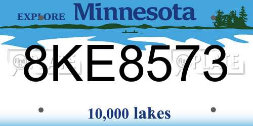 8KE8573 Minnesota License Plate