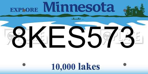 8KES573 Minnesota License Plate