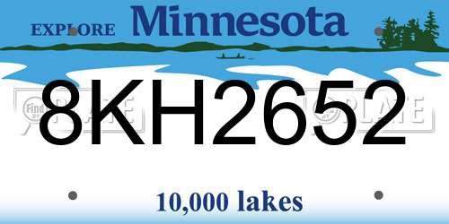 8KH2652 Minnesota License Plate