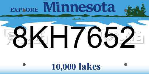 8KH7652 Minnesota License Plate