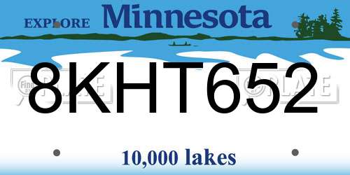 8KHT652 Minnesota License Plate