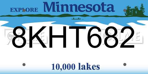 8KHT682 Minnesota License Plate
