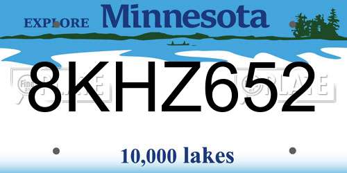 8KHZ652 Minnesota License Plate