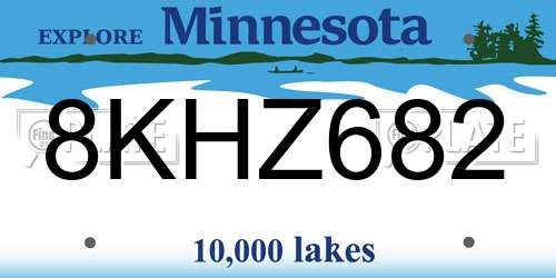8KHZ682 Minnesota License Plate