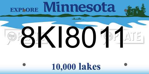 8KI8011 Minnesota License Plate